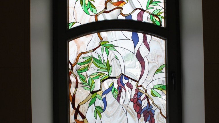 Витраж ванная комната. Техника Тиффани.
