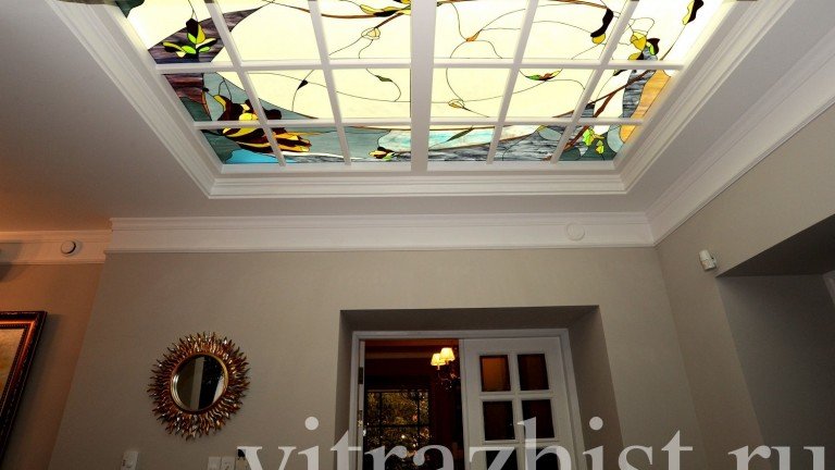Витраж потолок. Техника Тиффани. Частный дом в г. Казань.
