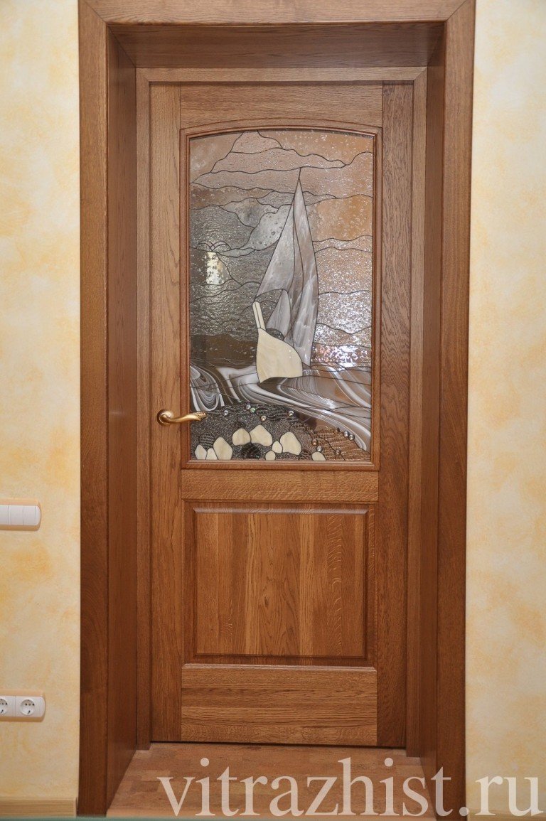 Витраж море и корабль
