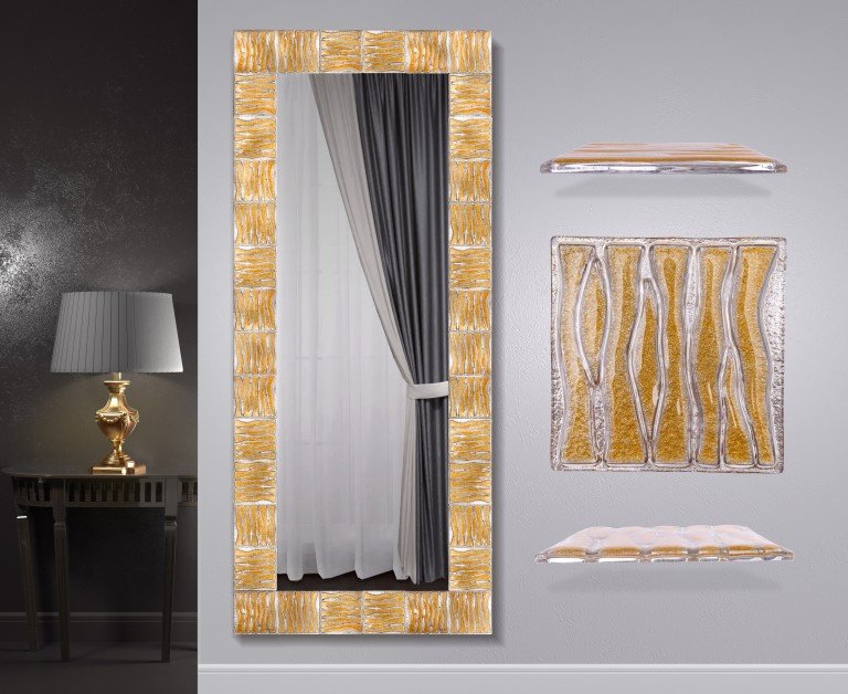 Художественное стекло. Фьюзинг. Серебро с золотом. Размер 1900*800мм.
