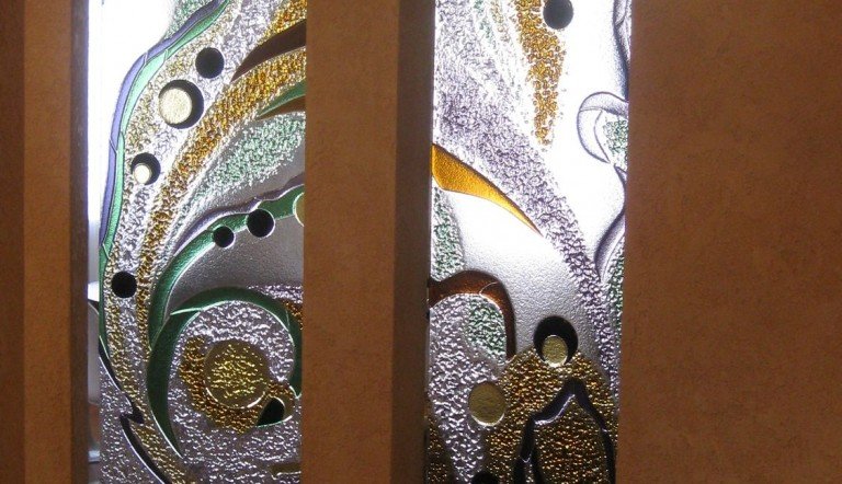 Витражи стена. Техника Фьюзинг. Квартира ЖК Панорама г. Казань
