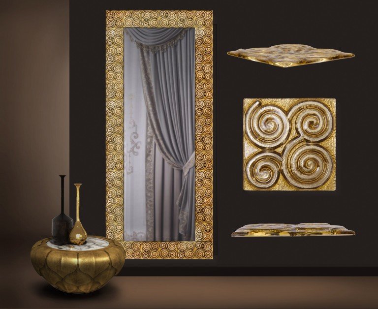 Художественное стекло. Фьюзинг. Золото. Размер 1900*800 мм.
